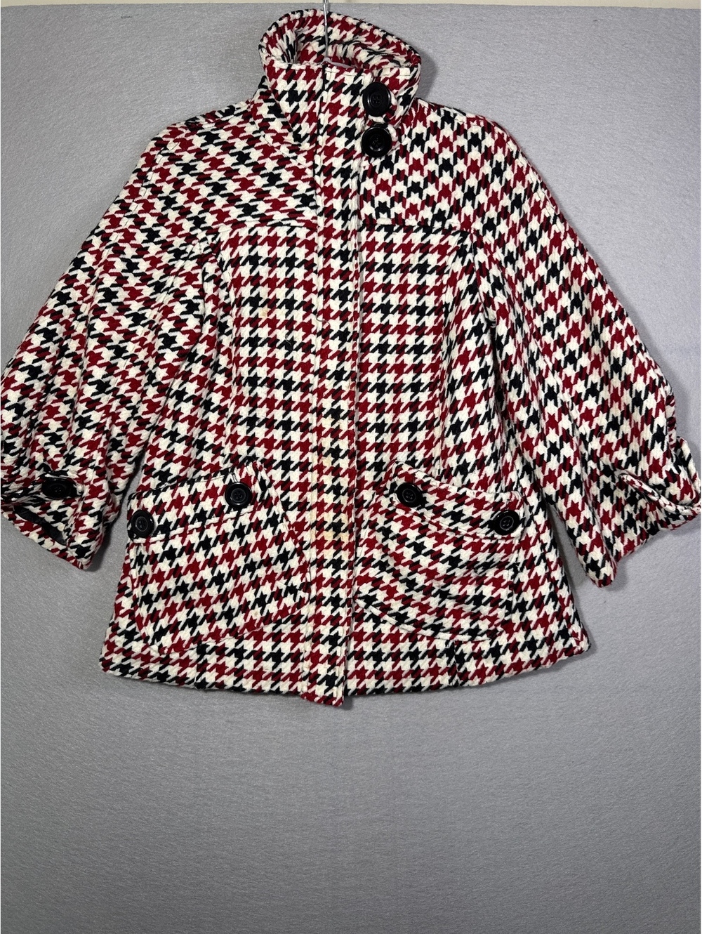 Last Kiss Women's Houndstooth Pea Coat Size Small